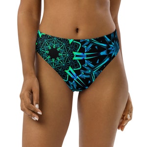 Fractals Recycled High-Waisted Bottoms (rave bottoms, festival bottoms, rave two piece, festival two piece)