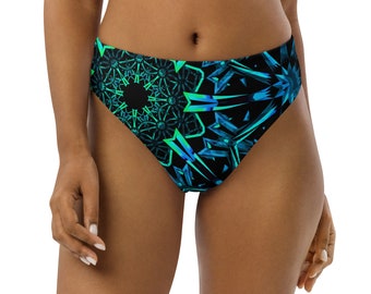 Fractals Recycled High-Waisted Bottoms (rave bottoms, festival bottoms, rave two piece, festival two piece)