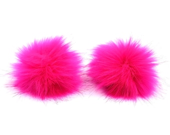 Hot Pink Space Bunz (pom pom hair clip, faux fur hair clip, rave hair clip, rave accessories, festival accessory, rave outfit, rave hair)