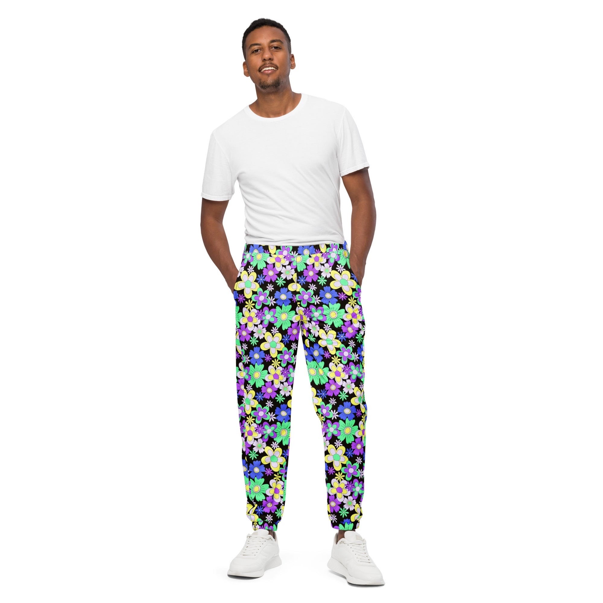 Crazy Daisy Unisex Recycled Track Pants Comfy Rave Wear, Rave