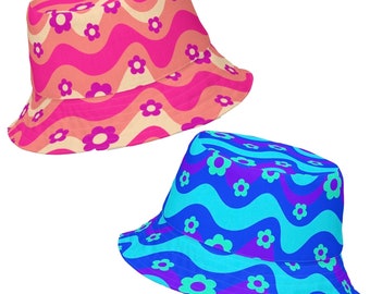 Flower Power Reversible Bucket Hat   | Rave Bucket Hat - Festival Bucket Hat - Rave Wear - Rave Clothes