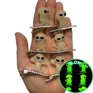 Lysande Alien Sprout Clips 6-delars set | Rave Sprouts - Festivalprydnadssaker - Raveaccessoarer - Hårspännen - Hattspännen