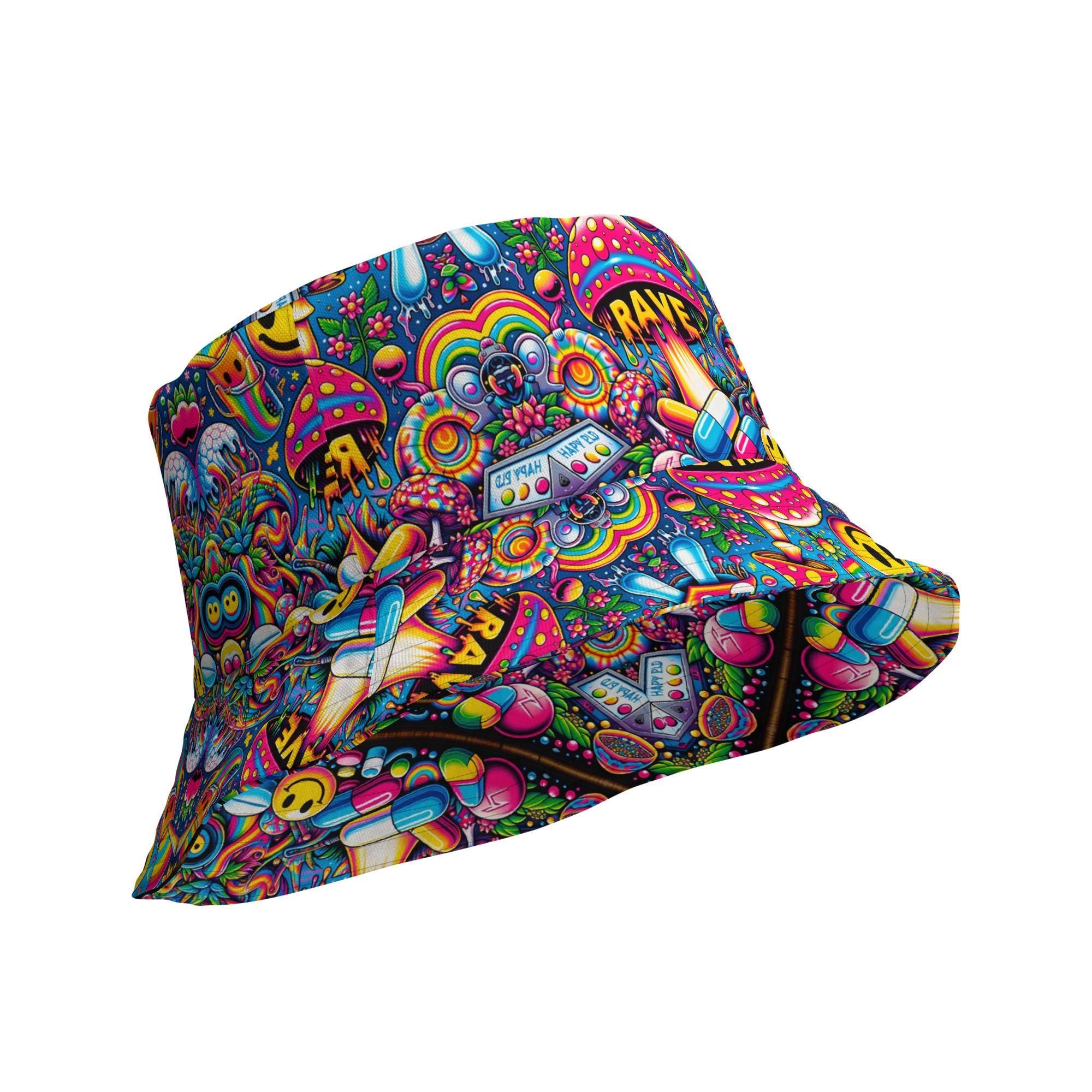 Reversible Rave Bucket Hat | Psychedelic Festival Fashion - Etsy