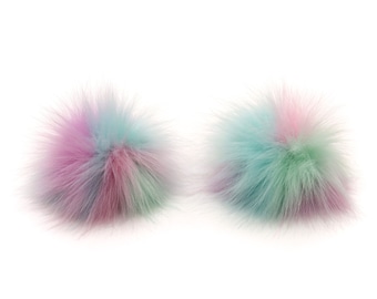 Cotton Candy Kunstpelz Pom Pom Haarspange | Rave Space Bunz