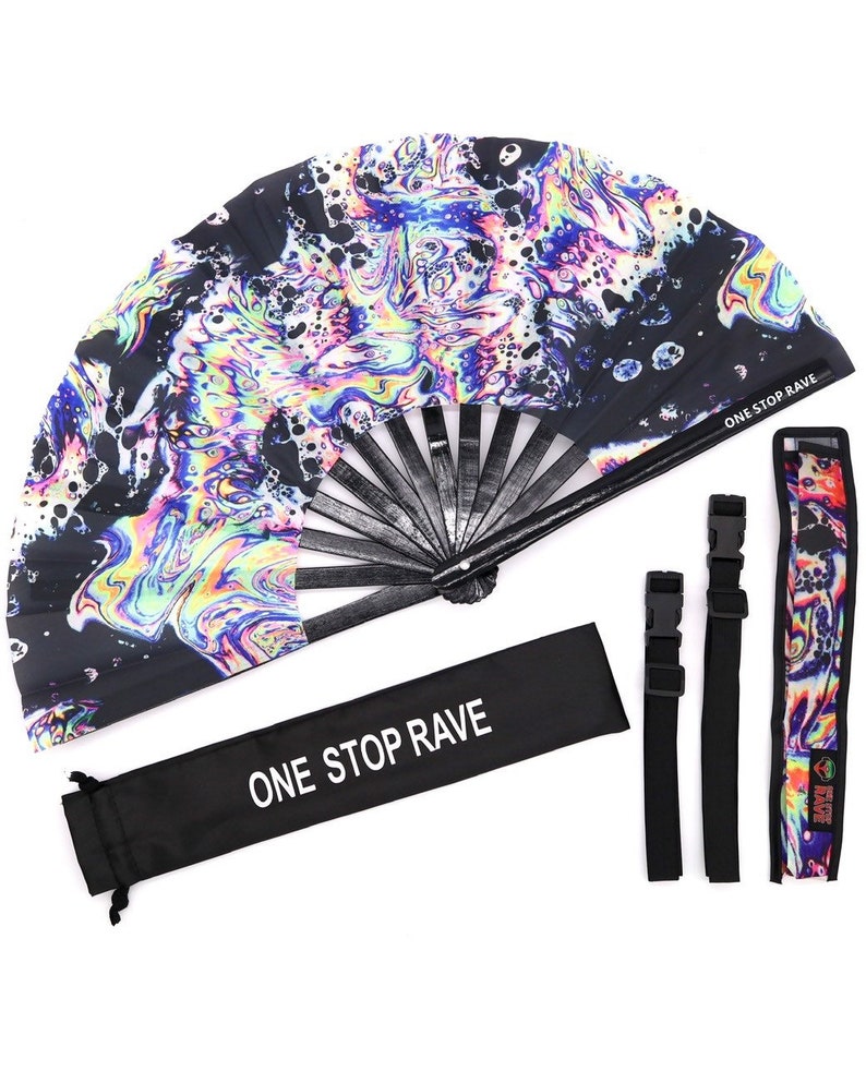 Acid Tripp Hand Fan | Rave Hand Fan - Festival Hand Fan - Rave Fan - Festival Fan - Large Hand Fan - Mini Hand Fan image 4