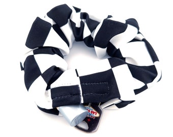 Checkered Stash Scrunchie | Secret Pocket, UV-Reactive Rave Accessory