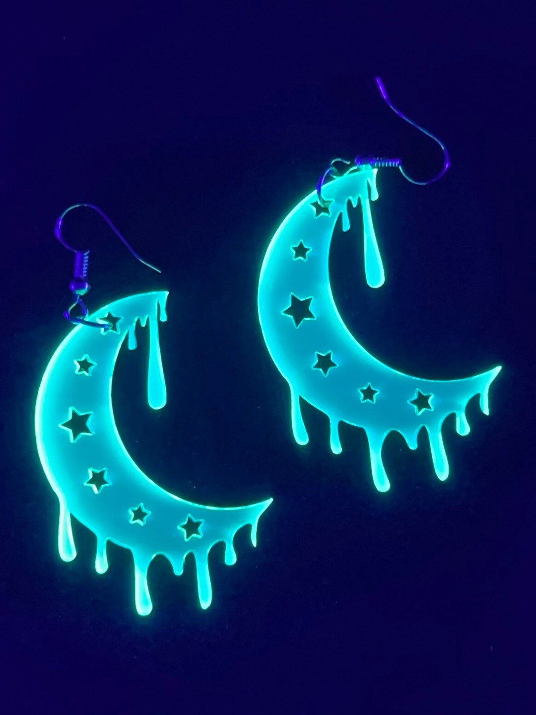 Moon Melt Earrings rave Earrings, Festival Jewelry, Moon Child, Trippy