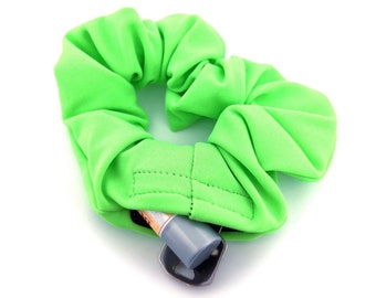 Neon Green Stash Scrunchie | Hidden Pocket Hair Tie