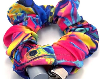 UV-Reactive Stash Scrunchie | Lava Lamp Print Secret Pocket Hair Tie