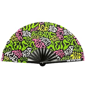Candy Acid Hand Fan  | Rave Hand Fan - Festival Hand Fan - Rave Fan - Festival Fan - Large Hand Fan - Mini Hand Fan