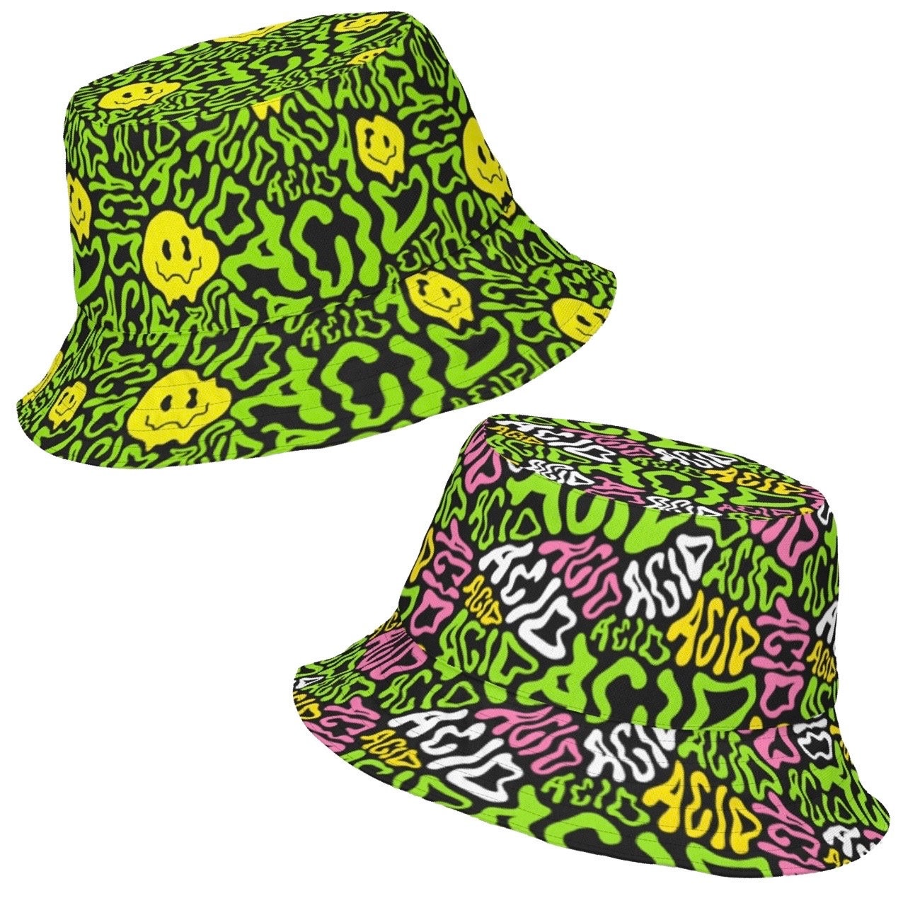 Acid Smilez / Candy Acid Reversible Bucket Hat (rave Bucket