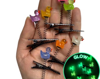 Glow In The Dark Duck Assorted Sprout Clips 7-PC Set | Rave Sprouts - Festival Trinkets - Rave Accessories - Hair Clips - Hat Clips