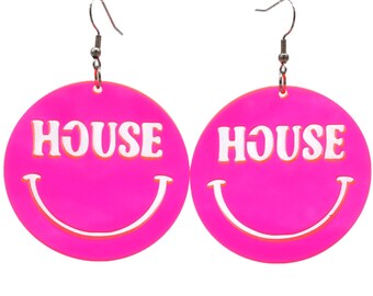 House Head Earrings, Rave EDM Festival Accessories