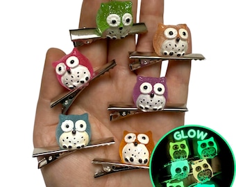 Glow In The Dark Owl Sprout Clips 6-PC Set | Rave Sprouts - Festival Trinkets - Rave Accessories - Hair Clips - Hat Clips