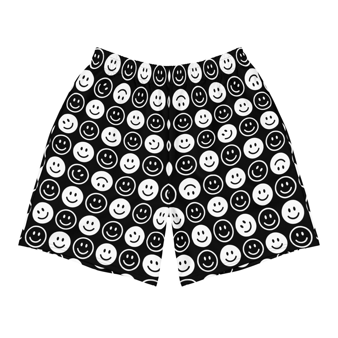all-smiles-recycled-athletic-shorts-rave-shorts-mens-rave-etsy