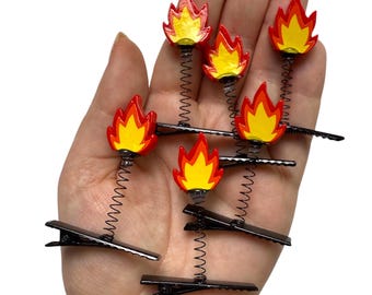 Fire Sprout Clips 6-PC Set | Flame Sprouts - Rave Sprouts - Festival Trinkets - Rave Accessories - Hair Clips - Hat Clips