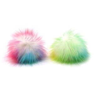 Skittlez Space Bunz  (pom pom hair clip, faux fur hair clip, rave hair clip, space buns, rave accessories, rave outfit, clip ins)