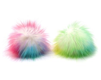Skittlez Space Bunz (pince à pompons, pince à cheveux en fausse fourrure, pince à cheveux rave, petits pains spatiaux, accessoires rave, tenue rave, clips)