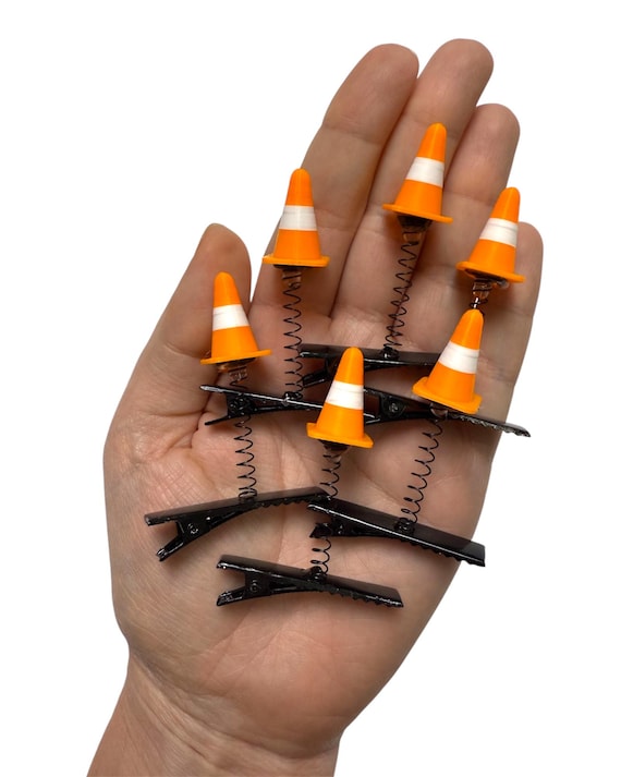 Traffic Cone Sprout Clips 6-PC Set | Rave Sprouts - Festival Trinkets - Rave Accessories - Hair Clips - Hat Clips - funny sprout clips