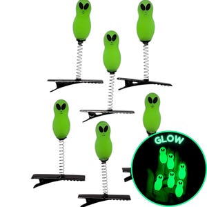 Kevin Glow In The Dark Sprout Clips-set van 6 stuks | Rave Sprouts - Festivalsnuisterijen - Rave-accessoires - haarspeldjes - hoedenclips