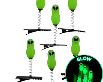 Kevin Glow In The Dark Sprout Clips 6-PC Set | Rave Sprouts - Festival Trinkets - Rave Accessories - Hair Clips - Hat Clips