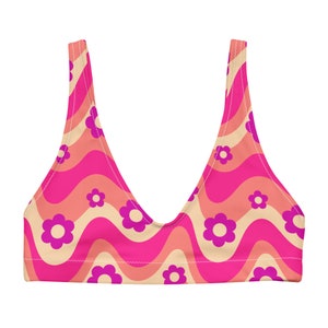 Flower Power Pink Lifted Top | rave top, rave bra, rave bikini top, festival top, rave wear, rave outfit, supportive rave top