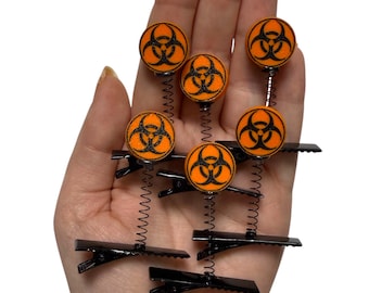 Biohazard UV Sprout Clips 6-PC Set | Rave Sprouts - Festival Trinkets - Rave Accessories - Hair Clips - Hat Clips