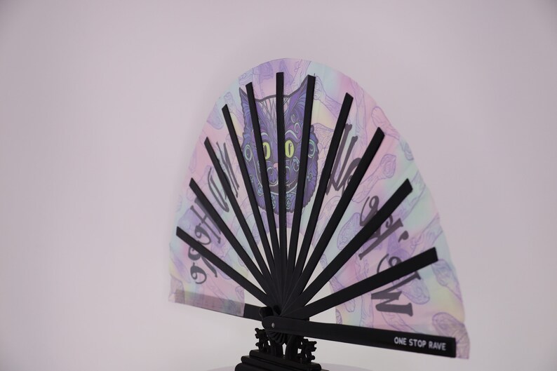 Mad Catter Hand Fan UV Glow Rave Fan Festival Fan Club Fan Art Hand Fan