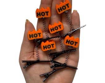 Set de 6 pinzas UV con forma de brote / Adornos para festivales - Accesorios para raves - Pinzas para el cabello - Pinzas para sombreros / Adhesivos calientes