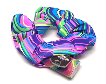 Kandi Flip Stashie | UV-Reactive Festival Scrunchie - Rave Pocket Scrunchie - Hidden Stash Hair Tie