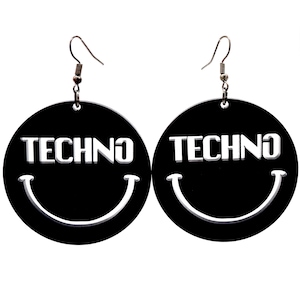 Techno Head Earrings (rave earrings, festival earrings, trippy earrings, rave jewelry, black light earrings)