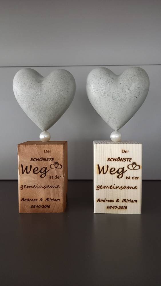 Betonherz Hochzeitsgeschenk Geschenkidee personalisierbar Etsy.de