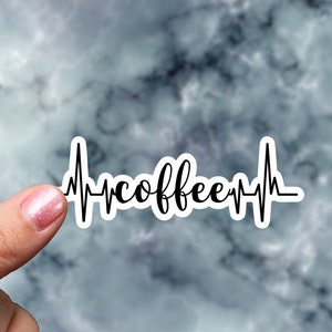 Coffee Lover Sticker, Coffee Heartbeat, Matte Sticker