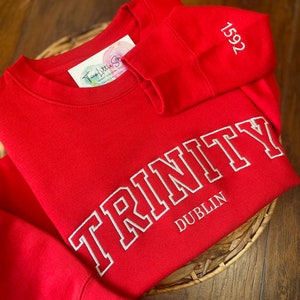 Custom Varsity Crewneck Sweater, Custom Varsity Hoodie Sweatshirt Red Crewneck Embroidered Sweater Custom Embroidery