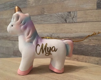 Personalized Christmas ball unicorn first name Christmas tree gift