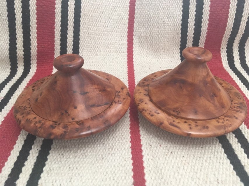 Tagines Bois Marocain Thuya Massif Salière Poivrière Artisanat Décoration Vintage