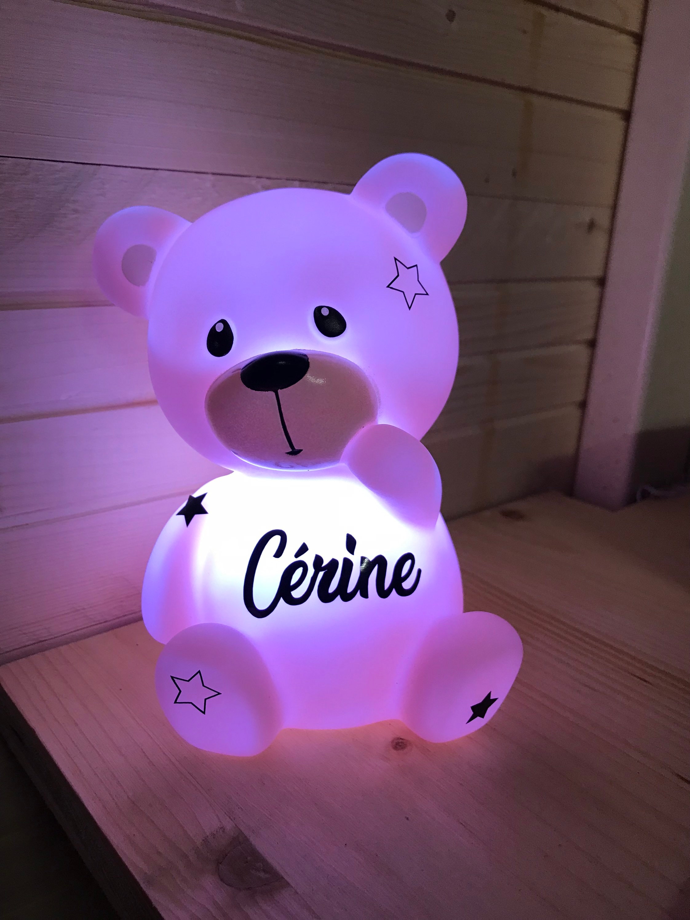 Veilleuse Personnalisé Ourson Cadeau Enfant Naissance Bébé