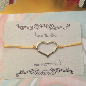 Request godmother gift nanny mistress bracelet gift gift pendant golden heart gold fine custom text