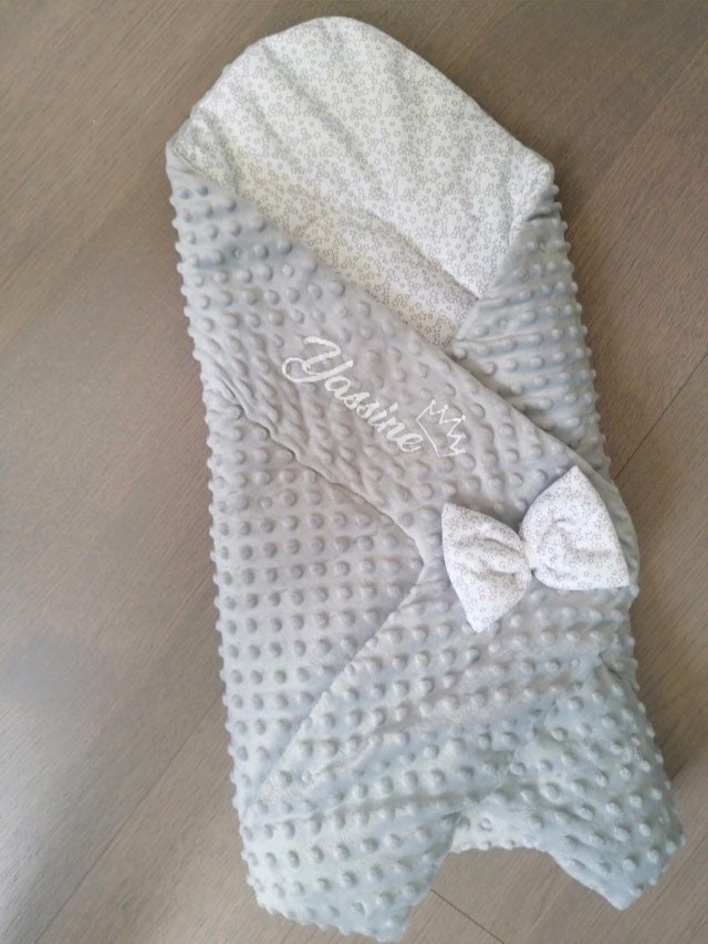 Nid d'ange Bébé Personnalisé Fille Garçon Mixte Coton Minky Gigoteuse Nid Gris