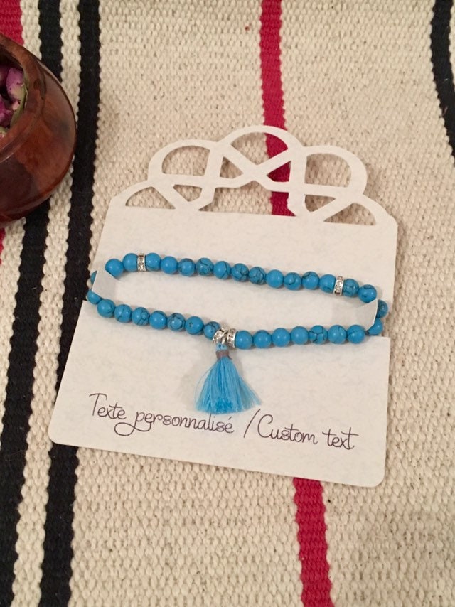 Chapelet Musulman Bracelet 33 Perles Turquoise Bleue Cadeau Témoin Demoiselle d'honneur Baptême