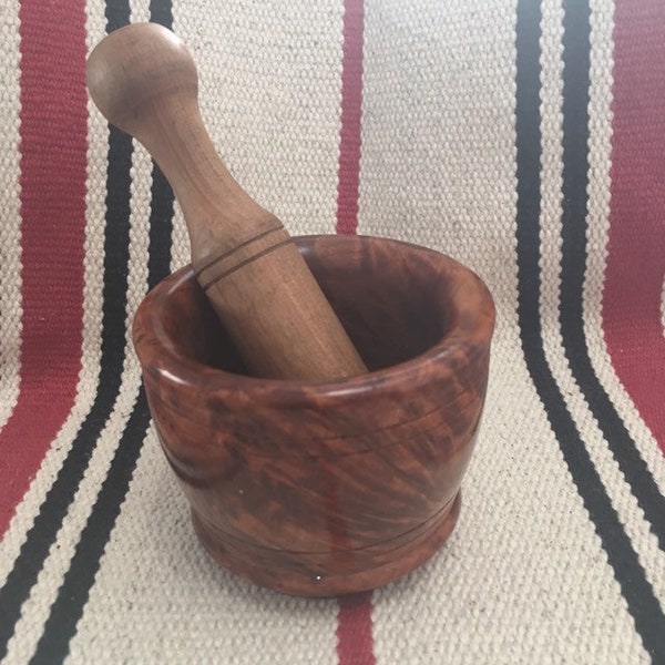 Moroccan wood mortar Thuya massive handicrafts vintage decoration