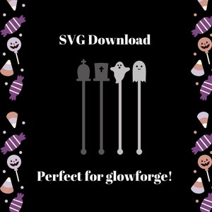 Halloween Stir Stick SVG: Ghost & Tombstone Glowforge File (Digital File)
