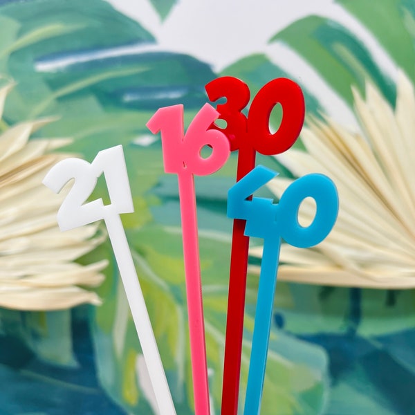 Birthday Number Stir Stick,  Custom Swizzle Stick for parties, Fun ideas for cocktails and drink markers