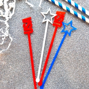 USA stir stick | Set of 4 | Tropical Cocktail Stirrer | Fourth of July Party | Swizzle Sticks | Drink Stirrers| Cocktail Sticks | Bar Sticks