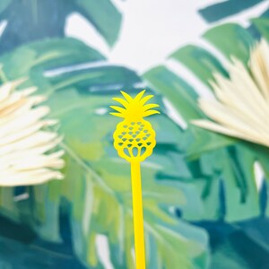 Pineapple Stir Stick Set of 4, Cocktail  and Drink Swizzle, Hawaiian Aloha Theme Decor