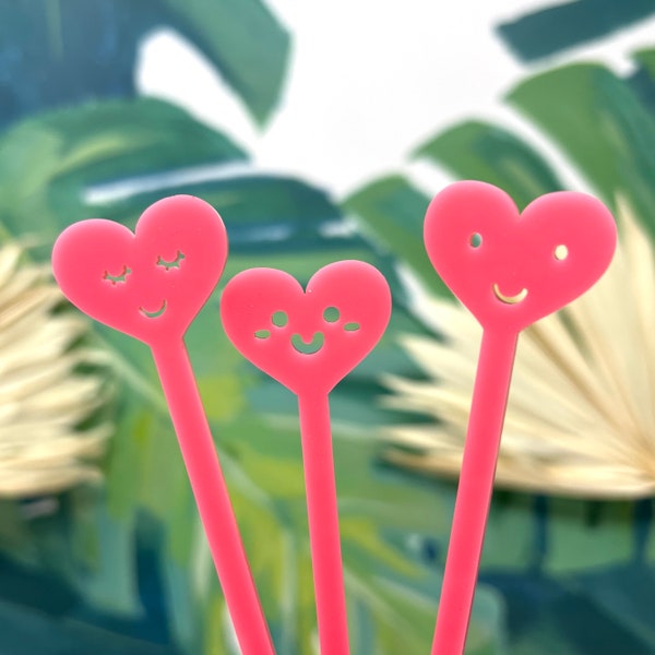 Heart Swizzle Sticks Etsy