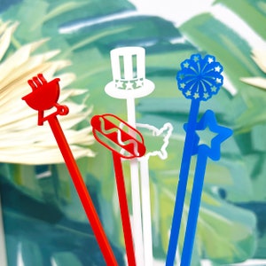 Sommer BBQ Acryl-Spießstäbchen: Vaterländische Partygetränke-Rührer (6er-Set)