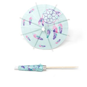 Boho Dreamcatcher Cocktail Umbrella, Bag of 20, Tiki Drink Garnish, Cupcake Topper, Party Decor for Wedding