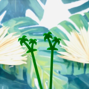Palm Tree Stir Sticks: Tropical Acrylic Drink Markers, Set of 4