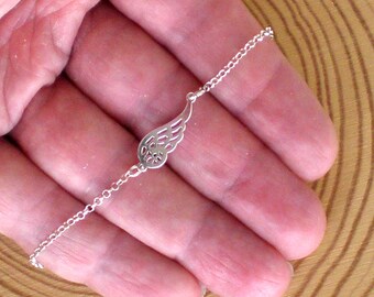 Sterling silver angel wings anklet, Beach jewelry, Wings anklet, Sterling silver anklet bracelet